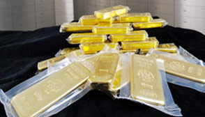Verschweißte und gestapelte Goldbarren
